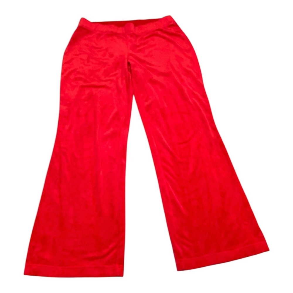 Juicy Couture Velour‎ Red LARGE Rhinestone Spell-out Sweatpants Flare Leg Y2k - Picture 5 of 9